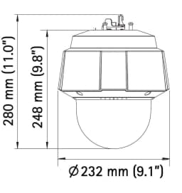 AXIS Q6042-E from Axis Communications - dimension diagram showing mounting measurements (view 4)