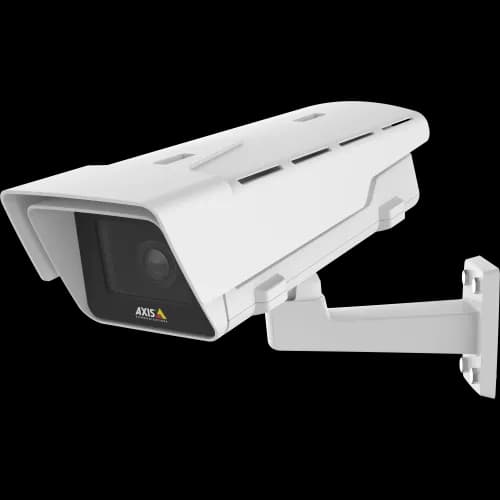 AXIS P1364-E from AXIS COMMUNICATIONS - IP camera is suitable for outdoor use and large areas. The camera is viewed from its left.